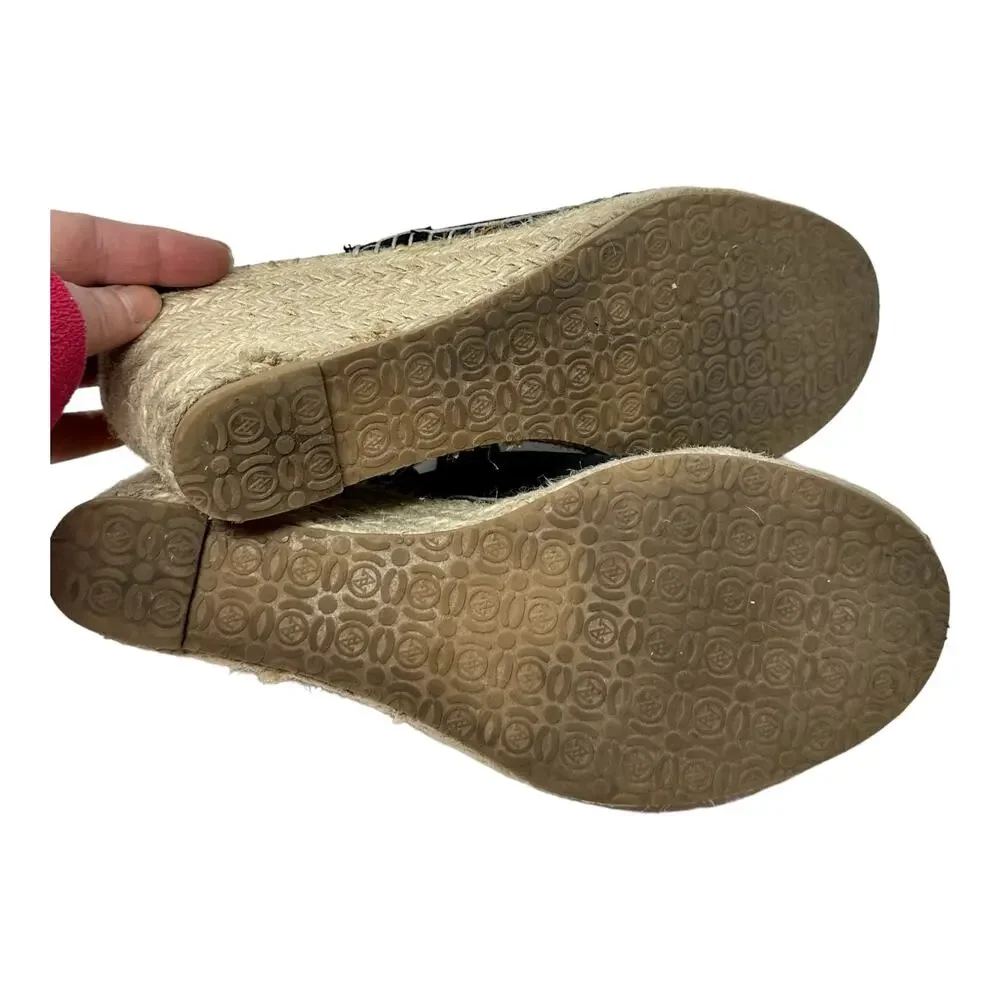 Adrienne Vittadini CALLA Espadrille Wedge Sandals Womens 10M Black Chunky Boho
